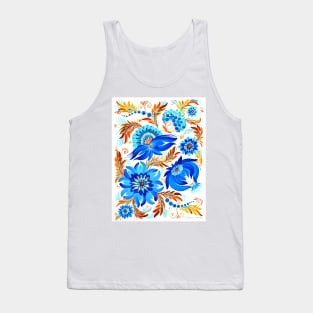 Blooming Blue Watercolor Painting Tank Top